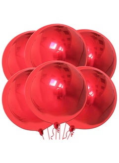KATCHON Red Balloons 22 Inch Pack of 6 | 4D Red Metallic Balloons for Birthday Decorations  - Image 1