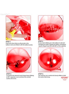 KATCHON Red Balloons 22 Inch Pack of 6 | 4D Red Metallic Balloons for Birthday Decorations  - Image 4