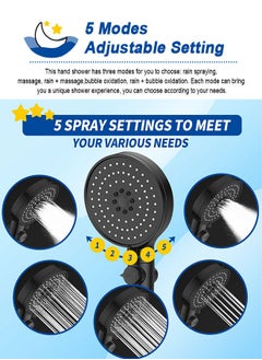 HomarKet Filtered Shower Head,High Pressure 5 Spray Mode Handheld Showerhead with Extra 59" Long Hose,Adjustable Bracket Holder and ON/OFF Pause Switch for Saving Water -Ideal for Dry Skin & Hair,Matte Black  - Image 5