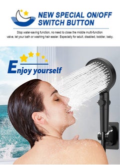 HomarKet Filtered Shower Head,High Pressure 5 Spray Mode Handheld Showerhead with Extra 59" Long Hose,Adjustable Bracket Holder and ON/OFF Pause Switch for Saving Water -Ideal for Dry Skin & Hair,Matte Black  - Image 2