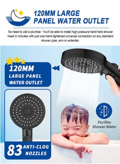 HomarKet Filtered Shower Head,High Pressure 5 Spray Mode Handheld Showerhead with Extra 59" Long Hose,Adjustable Bracket Holder and ON/OFF Pause Switch for Saving Water -Ideal for Dry Skin & Hair,Matte Black  - Image 4