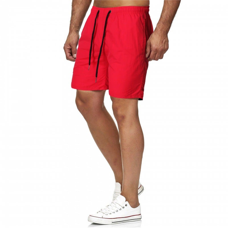 2021 foreign trade mens Joker five-point quick-drying solid color beach pants mens sports fitness shorts K01-special P13 red 