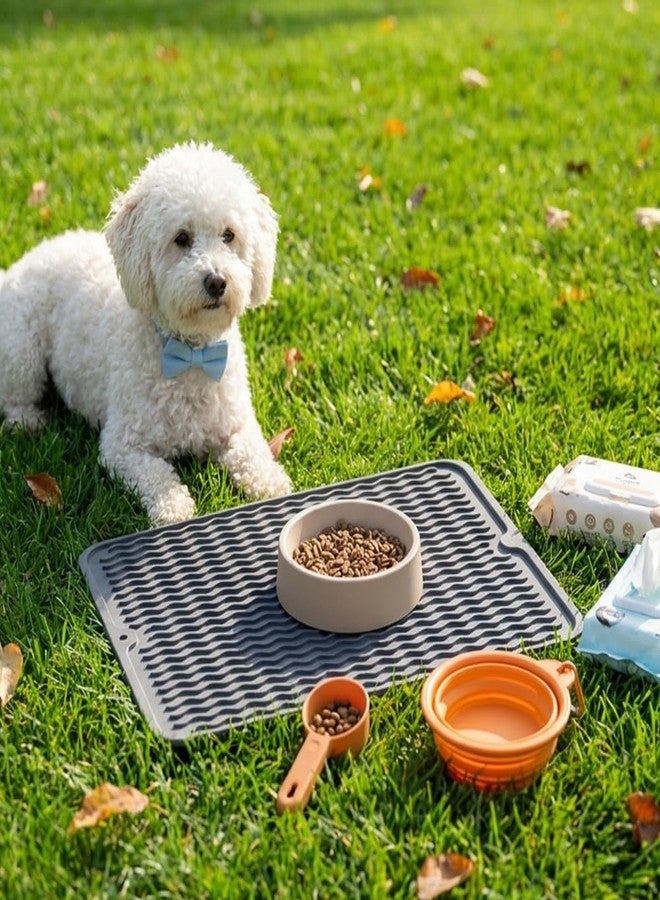 Sweet Elegance Silicone Cat and Dog Food Mat with Striped,Anti-Slip Pet Feeding Mat for Floors Waterproof,Suitable for Small Medium Dogs Cats Puppy Kitten, Bowl Placemat for Food and Water to Protect Floors - Image 3