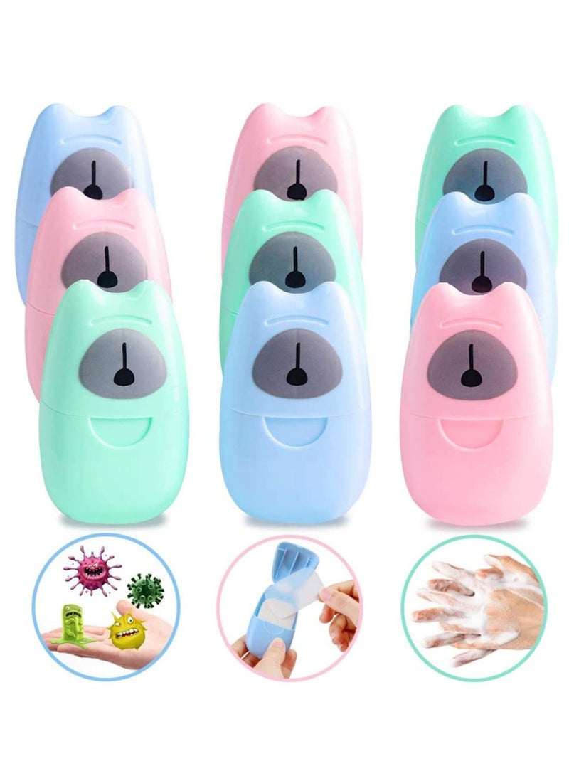 9 Boxes Portable Disposable Travel Hiking Hand Wash Bath Toilet Paper Soap Sheet 4.5 x 7cm Useful Hands Washing Scented Boxed Random Color