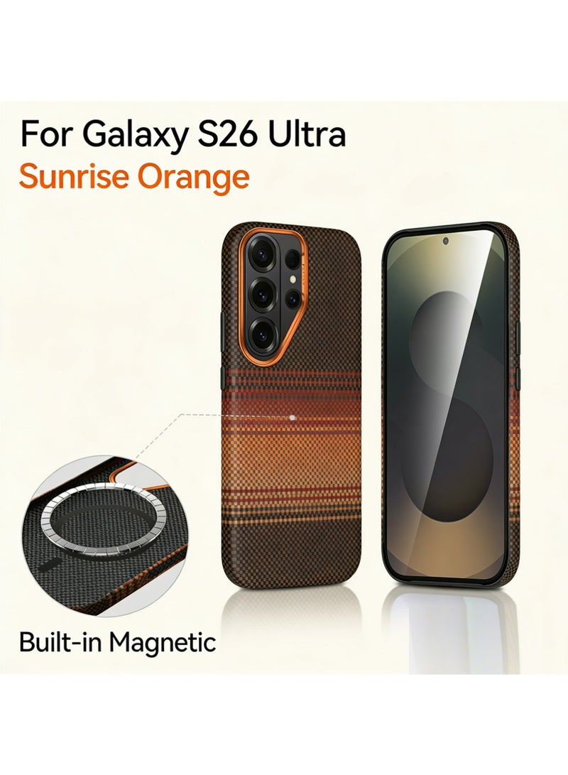 SULADA Case for Samsung Galaxy S26 Ultra, Aerospace-Grade Aramid Fiber Protective Cover, MagSafe Compatible Magnetic Slim Case, Ultra Lightweight Scratch Resistant with Raised Camera Protection – Sunset - Image 1
