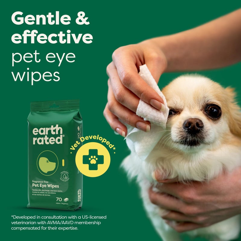 Earth Rated Vet-Developed Pet Eye Wipes, Hypoallergenic Cleaner for Dogs & Cats Eyes to Remove Dirt & Discharge, Fragrance Free, 70 Count - Image 2
