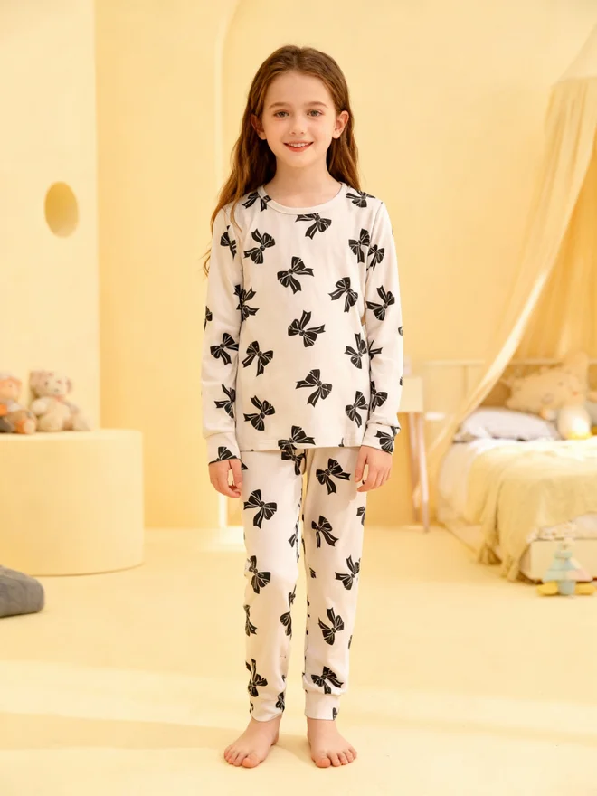 Take Two  Girls Bow Print Top And Pyjama Set for Women | Best Price UAE