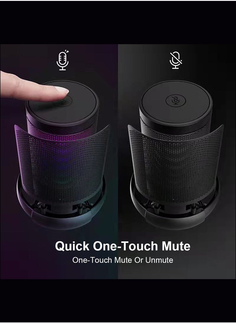 FlashHawk RGB Desktop Gaming Microphone with Quick Mute & Pop Filter | USB/Type-C | PC/PS5/PS4/Mac | 9 Color Modes & 70dB SNR, Black  - Image 4