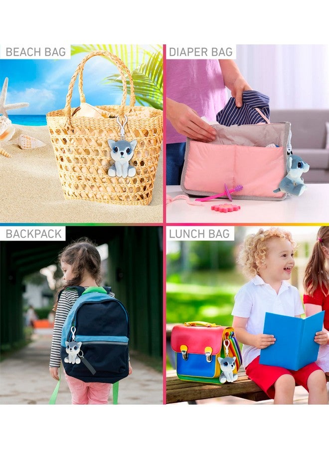 Puzzled DolliBu Big Eyes Wolf Stuffed Animal Keychain - Super Soft Wolf Keychain Wildlife Animal Plush for Backpacks, Car Keys, or Purse, Cute Wolf Keychain Charm with Fun Buddy Clip - 6 Inches - Image 4