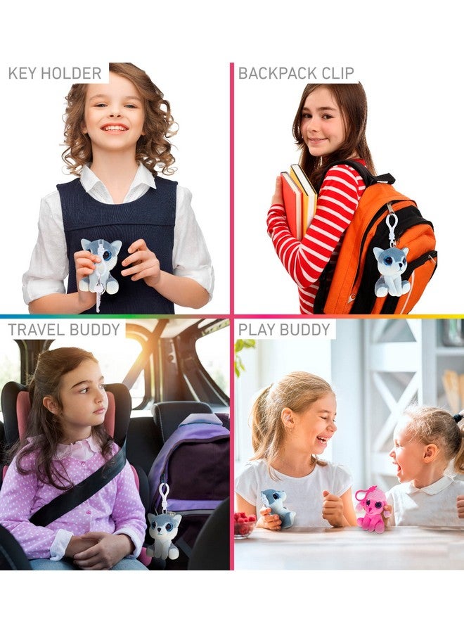 Puzzled DolliBu Big Eyes Wolf Stuffed Animal Keychain - Super Soft Wolf Keychain Wildlife Animal Plush for Backpacks, Car Keys, or Purse, Cute Wolf Keychain Charm with Fun Buddy Clip - 6 Inches - Image 3