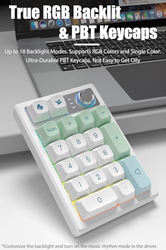 TISHLED Gasket Creamy Mechanical Numpad Programmable Macro Keypad Wireless 2.4G/Bluetooth 5.0/Wired USB-C RGB Backlit Hot Swappable Number Pad Rechargeable Numeric Keyboard Metal Knob for Win/Mac - Image 5