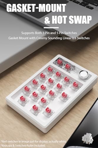 TISHLED Gasket Creamy Mechanical Numpad Programmable Macro Keypad Wireless 2.4G/Bluetooth 5.0/Wired USB-C RGB Backlit Hot Swappable Number Pad Rechargeable Numeric Keyboard Metal Knob for Win/Mac - Image 3