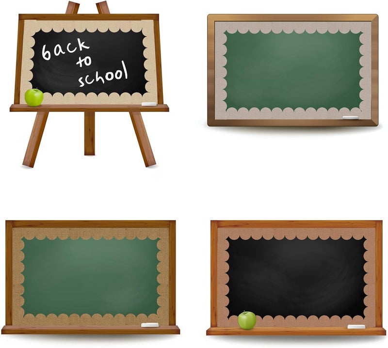 AnyDesign 69Ft Neutral Burlap Style Bulletin Board Borders Boho Color Paper Decor Borders Colorful Scalloped Trim Border Bulletin Board Stickers for School Classroom Office Chalkboard Whiteboard Decor - Image 4