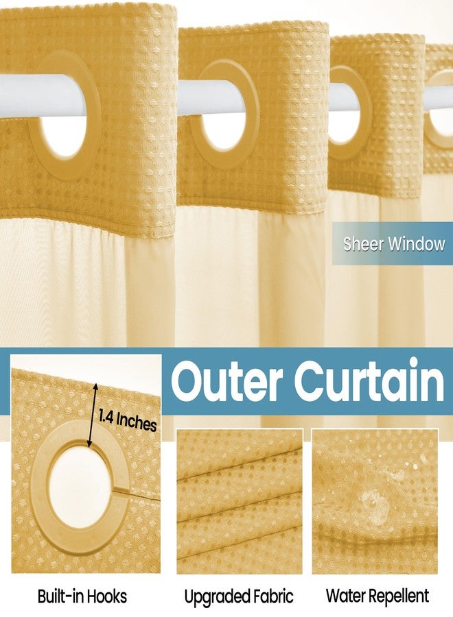 EUTXL Gold Hotel Shower Curtain - 230GSM Waffle Textured Heavy Duty Thick Fabric Shower Curtains for Bathroom,71W x 74H - Image 5