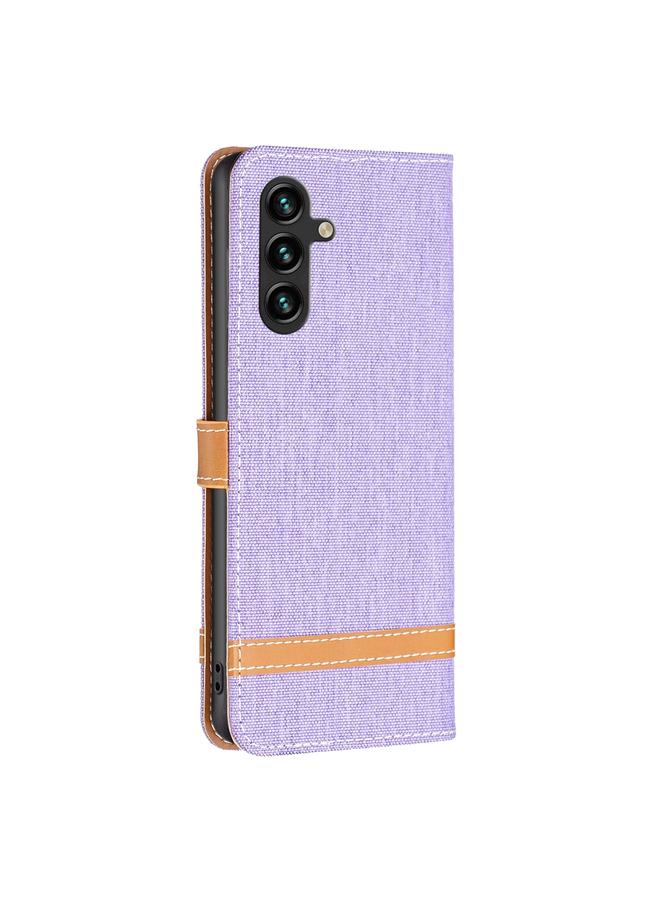S-TOP Case For Samsung Galaxy A55 Color Block Denim Texture Leather Phone Case - Image 3