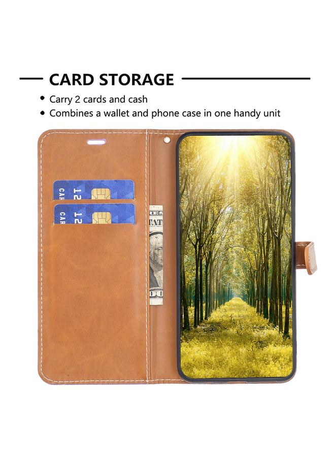 S-TOP Case For Samsung Galaxy A55 Color Block Denim Texture Leather Phone Case - Image 4