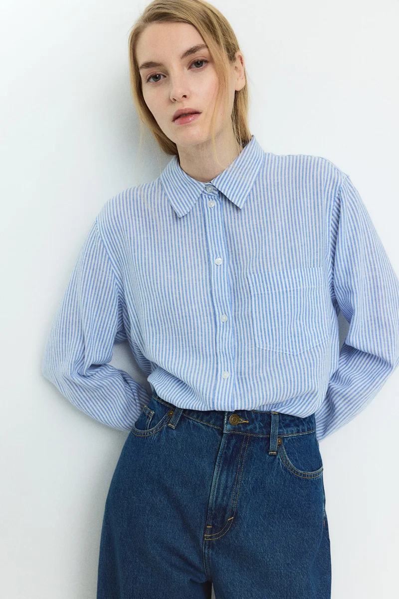 اتش اند ام Linen-blend shirt