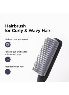 Kuber Industries Hair Brush | Bristles Brush | Hair Brush With Paddle | Brush For Curly Wavy Hairs | Suitable For All Hair Types | Hair Brush Styling Hair | C19Blk | Black  - Image 2