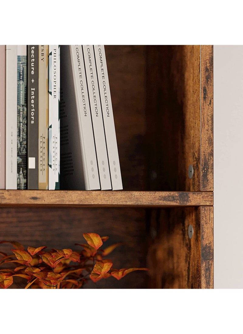AGD 6-Tier Wooden with Modern Simple Design, Open Shelves for Display and Storage, for Books, Antiques, and Decorative Plants, Vintage Brown  - Image 3