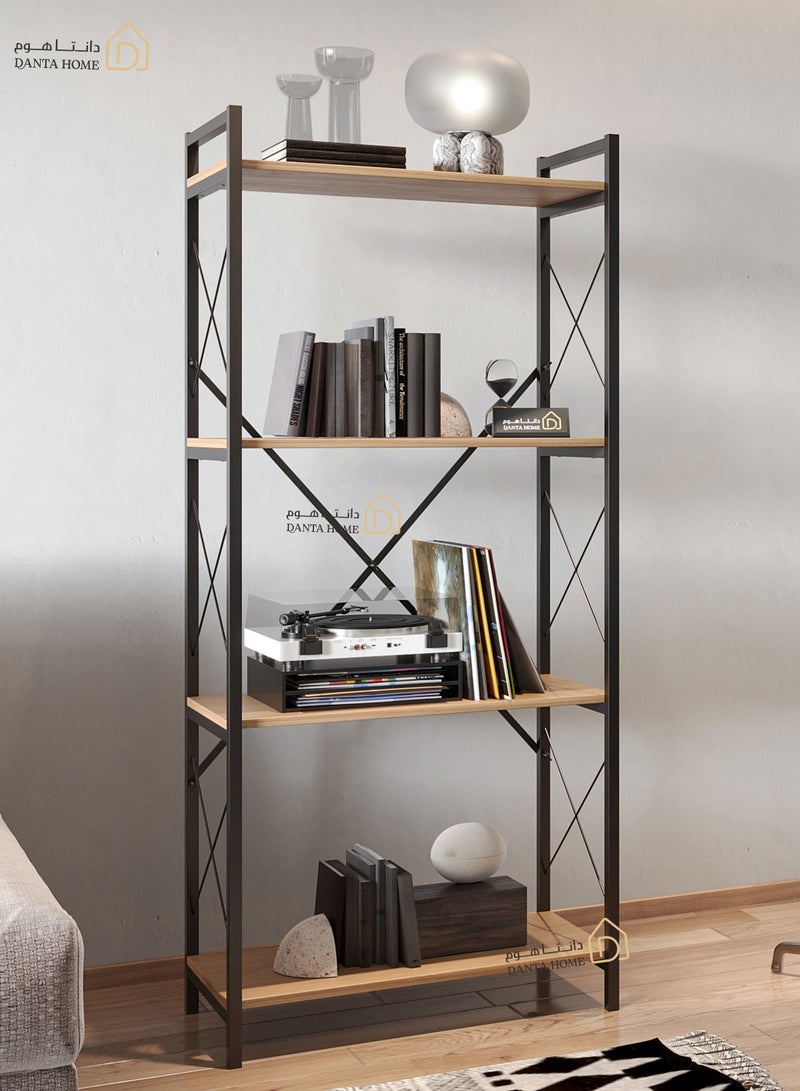 DANTA HOME Bookcase Shelves, Wooden Kitchen Storage Shelves, 4 Shelf Wood and Iron Frame with Stylish and Modern Design 150x67x30 - Brown/Black - Image 1