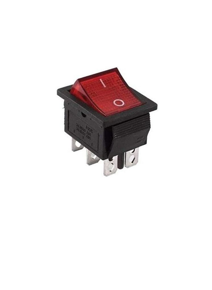 6-Pin 5Amp Bi-Directional Dual Pole Red LED Rocker Switch  - Image 2