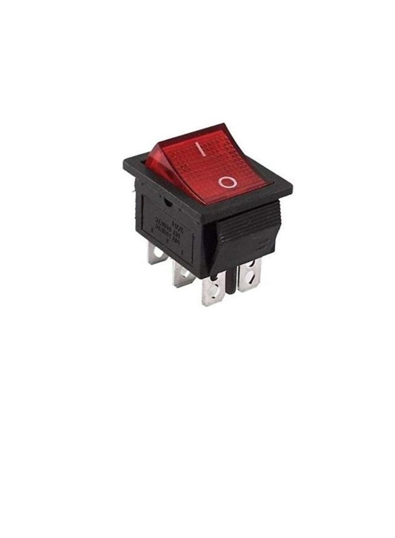 6-Pin 5Amp Bi-Directional Dual Pole Red LED Rocker Switch  - Image 3