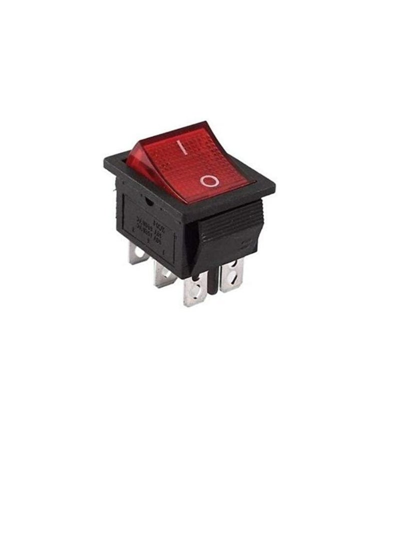 6-Pin 5Amp Bi-Directional Dual Pole Red LED Rocker Switch  - Image 1