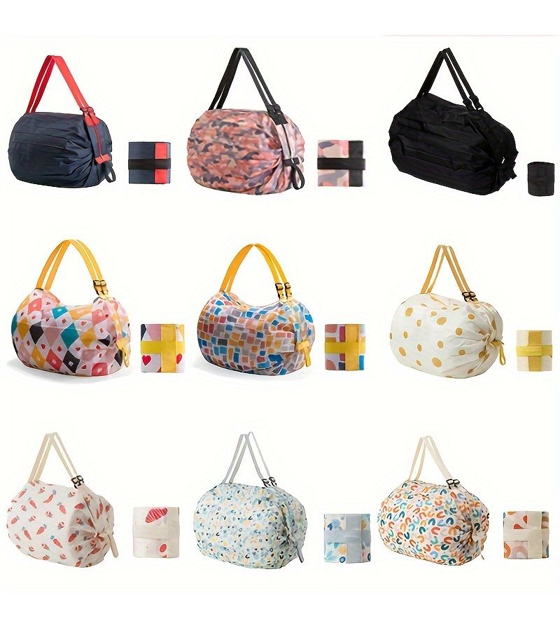 Random Color Foldable Shopping Bag Large Capacity Lightweight With Shoulder Strap - Image 1