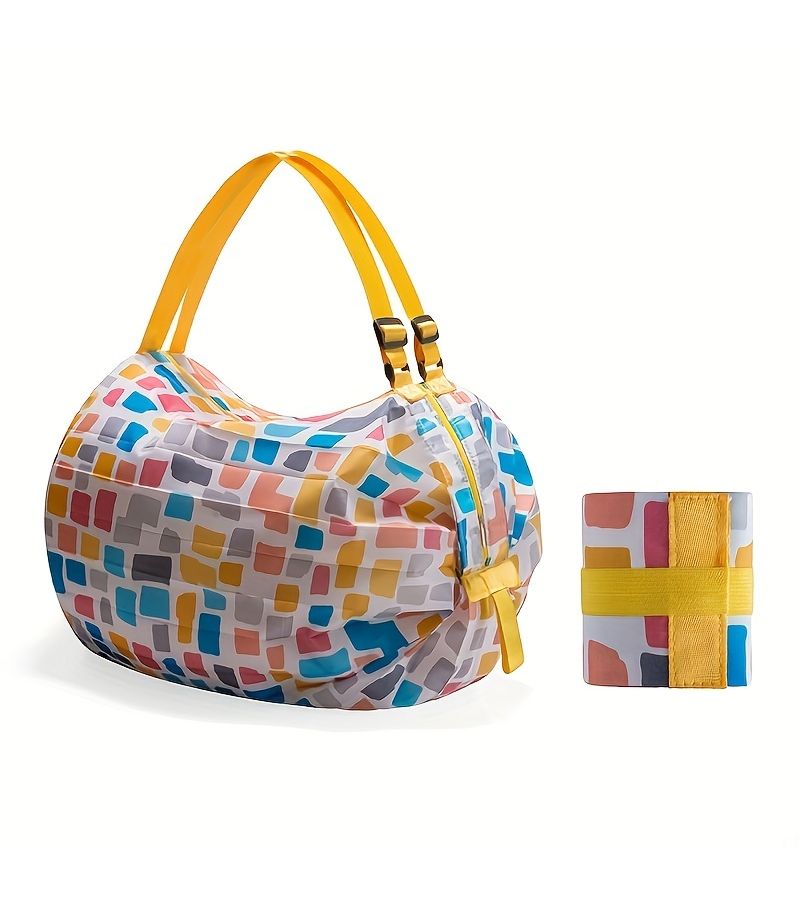 Random Color Foldable Shopping Bag Large Capacity Lightweight With Shoulder Strap - Image 2