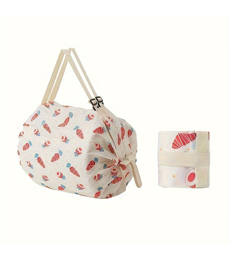 Random Color Foldable Shopping Bag Large Capacity Lightweight With Shoulder Strap - Image 4