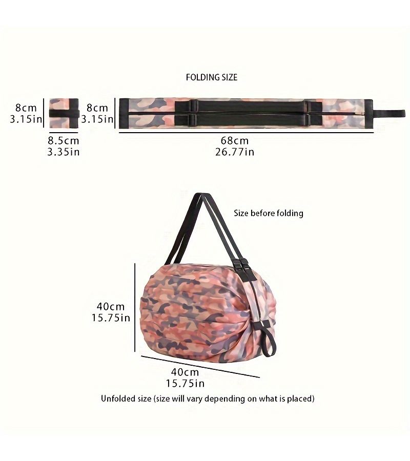 Random Color Foldable Shopping Bag Large Capacity Lightweight With Shoulder Strap - Image 3