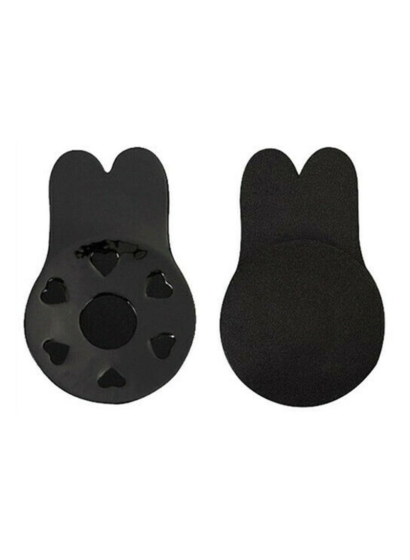 Invisible Silicone Self Adhesive Reusable Lift Up Strapless Backless Bra Lightly Padded Chest Lift Push Up Stick-on Adhesive Nipple Pad Black - Image 1