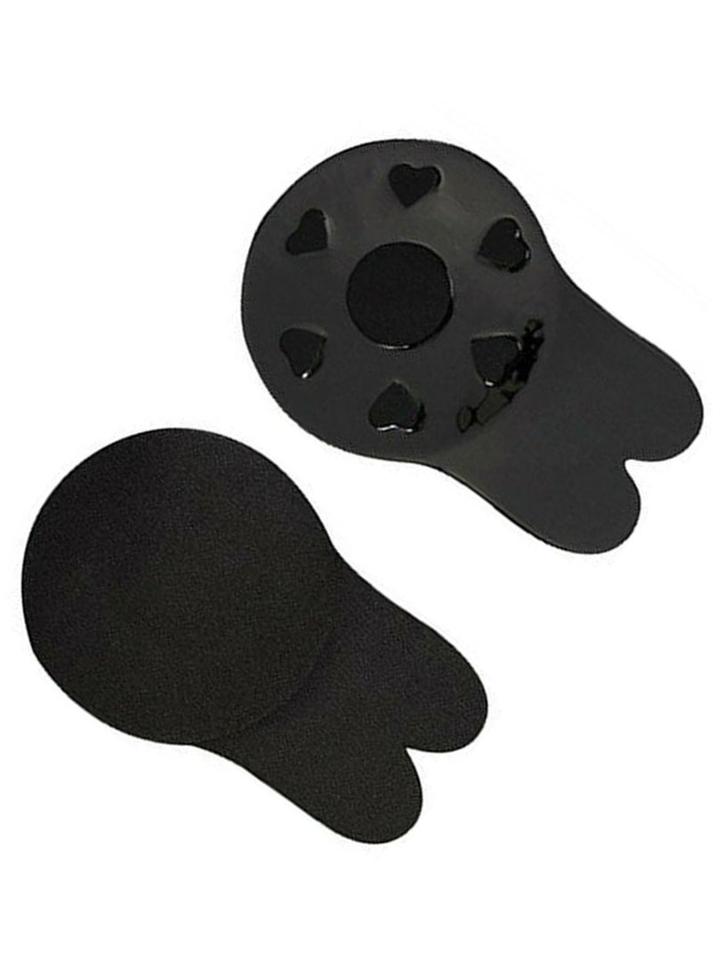Invisible Silicone Self Adhesive Reusable Lift Up Strapless Backless Bra Lightly Padded Chest Lift Push Up Stick-on Adhesive Nipple Pad Black - Image 2