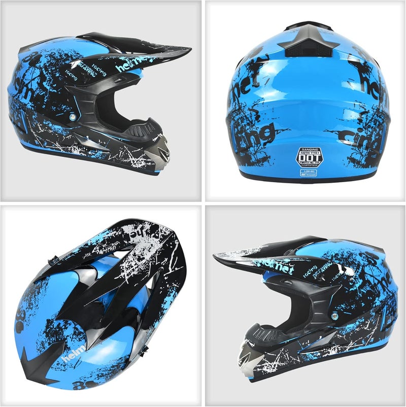 Spark Dirt Bike Helmet Set for Kids and Adults - DOT Approved Off-Road Motorcycle Helmet with Goggles, Gloves, and Mask - Image 3