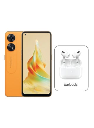 Reno 8T Dual SIM Sunset Orange 8GB RAM 256GB 4G LTE with Free Earbuds - Middle East Version