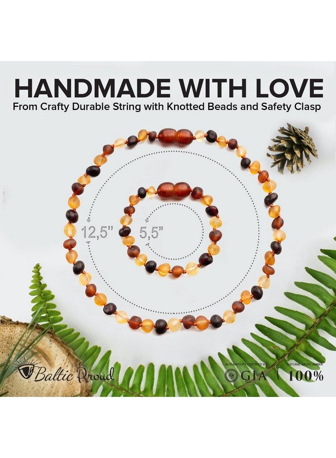 Baltic Proud Raw Amber Necklace And Bracelet Gift Set (Unisex Multi 12.5 Inches/5.5 Inches) - Certified Premium Quality Sea - Image 3