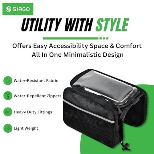 SIAGO SIA134 Polyester Bicycle Double Sided Handlebar Front Frame/Tube Bag with Waterproof Touch Screen Bicycle Pouch Mobile Phone Holder - Image 3
