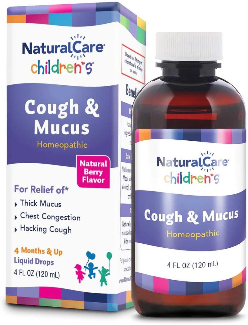 NatraBio NaturalCare Childrens Cough  Mucus Natural Berry Flavored Homeopathic Liquid 4 fl oz - Image 1
