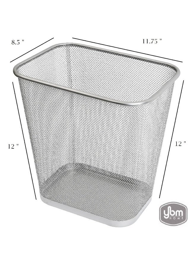 YBM HOME Mesh Wastebasket Trash Can for Home and Office Workspace, Metal Office Trash Can Rectangular-Shaped, 3.5 Gallon (2 Pack), Silver 1042s - Image 2