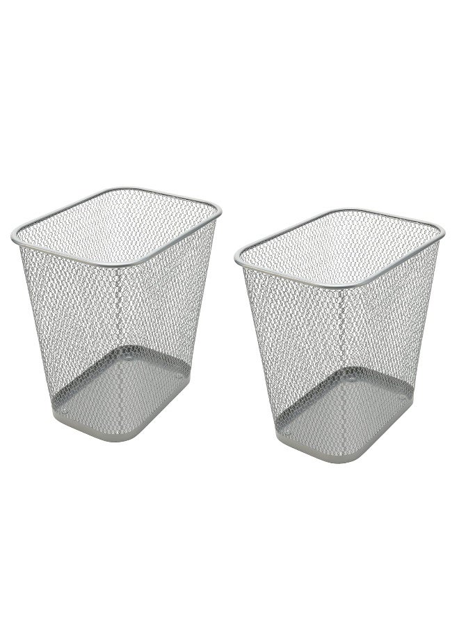YBM HOME Mesh Wastebasket Trash Can for Home and Office Workspace, Metal Office Trash Can Rectangular-Shaped, 3.5 Gallon (2 Pack), Silver 1042s - Image 4