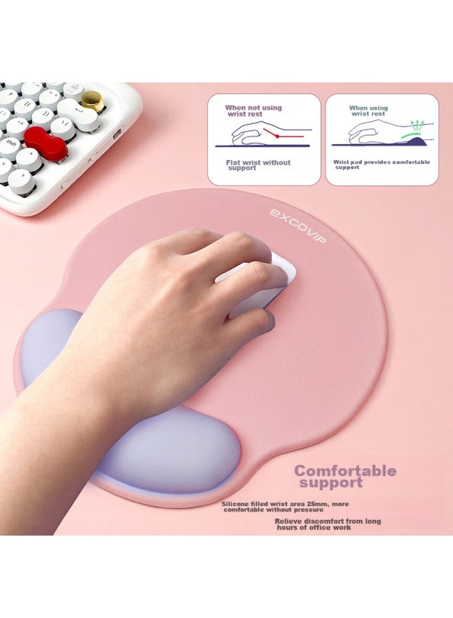 Exco Colorful Fashion Mouse Pad Wrist Rest Silicone Soft Large Wrist Support For Women, Laptop Office Wrist Pad Non-slip Mouse Pad For Men, Pink + Purple 9903 - Image 4