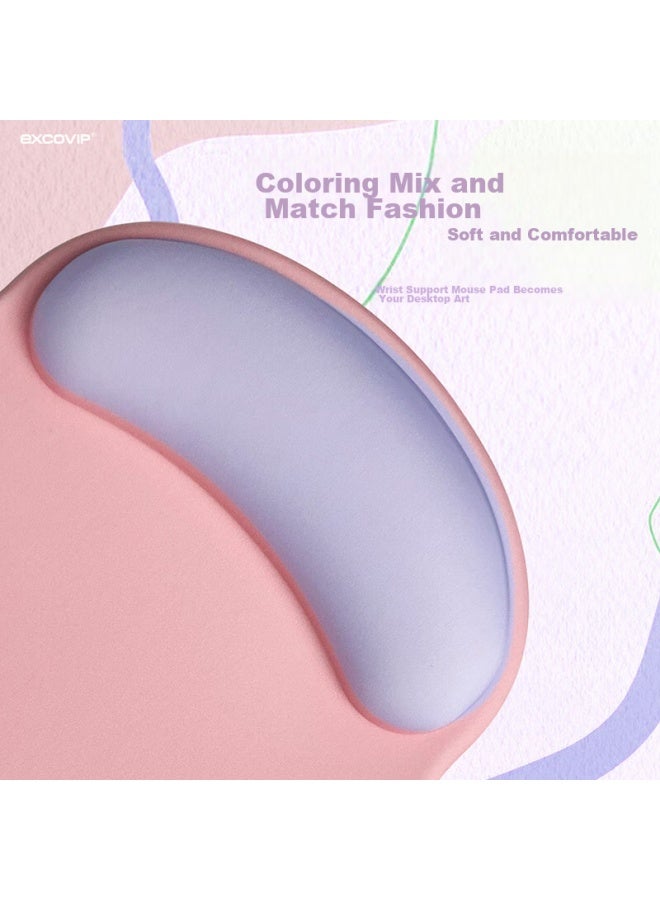 Exco Colorful Fashion Mouse Pad Wrist Rest Silicone Soft Large Wrist Support For Women, Laptop Office Wrist Pad Non-slip Mouse Pad For Men, Pink + Purple 9903 - Image 2