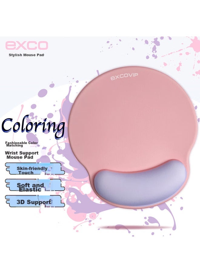 Exco Colorful Fashion Mouse Pad Wrist Rest Silicone Soft Large Wrist Support For Women, Laptop Office Wrist Pad Non-slip Mouse Pad For Men, Pink + Purple 9903 - Image 1
