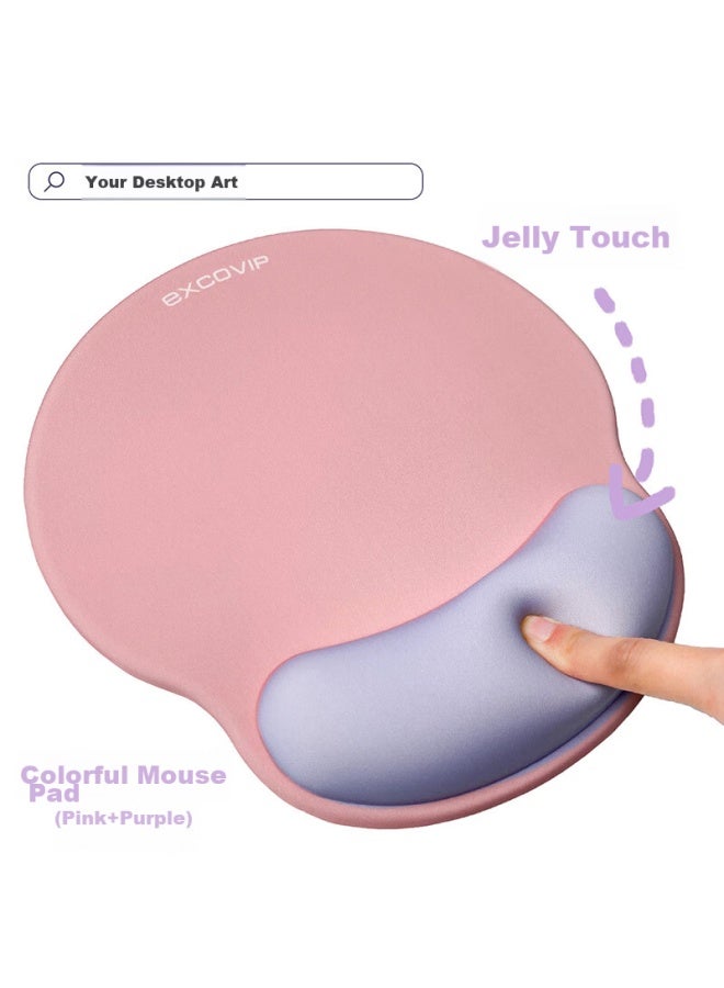 Exco Colorful Fashion Mouse Pad Wrist Rest Silicone Soft Large Wrist Support For Women, Laptop Office Wrist Pad Non-slip Mouse Pad For Men, Pink + Purple 9903 - Image 5