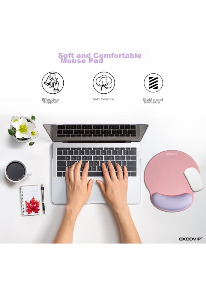 Exco Colorful Fashion Mouse Pad Wrist Rest Silicone Soft Large Wrist Support For Women, Laptop Office Wrist Pad Non-slip Mouse Pad For Men, Pink + Purple 9903 - Image 3