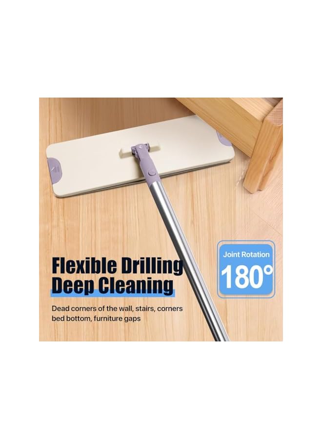 promass FM01 Mop Dirt Separation And Washing Integrated Wet And Dry Mop Easy To Use and Cleaning Tool For Home With 3 Gears Dry Wet Adjustments, Sewage Seperation and Microfiber Cloth Mop - White - Image 3