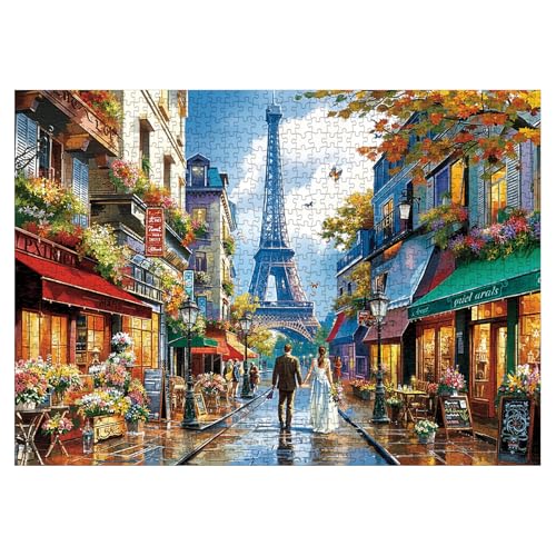 Larkipuzz Beautiful Eiffel Tower Landscape Puzzles for Adults 1000 Pieces Challenging Aesthetic Paris Couples Jigsaw Puzzle Colorful Difficult Art Puzzles - Image 5