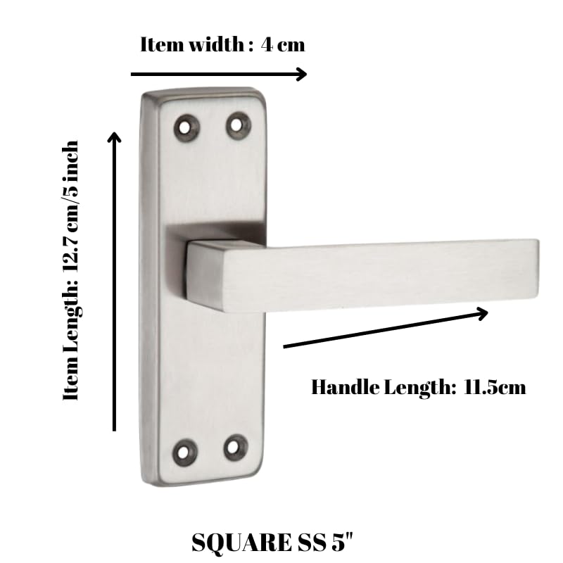 SARDAR Square 5" Stainless Steel Baby Latch Keyless Bathroom| Door Handle Set With Door Latch And Tower Bolt For Bathrooms, Pull Handle - Image 2