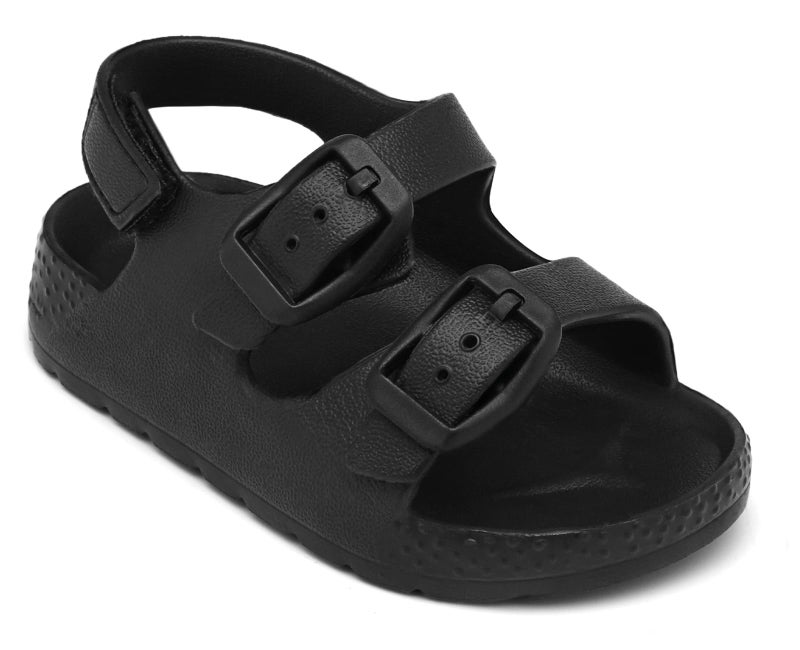 ChayChax Toddler Boys Girls Double Buckle Sandals Children's Adjustable Back Strap Water Sandal, Black, 4 Toddler - Image 1