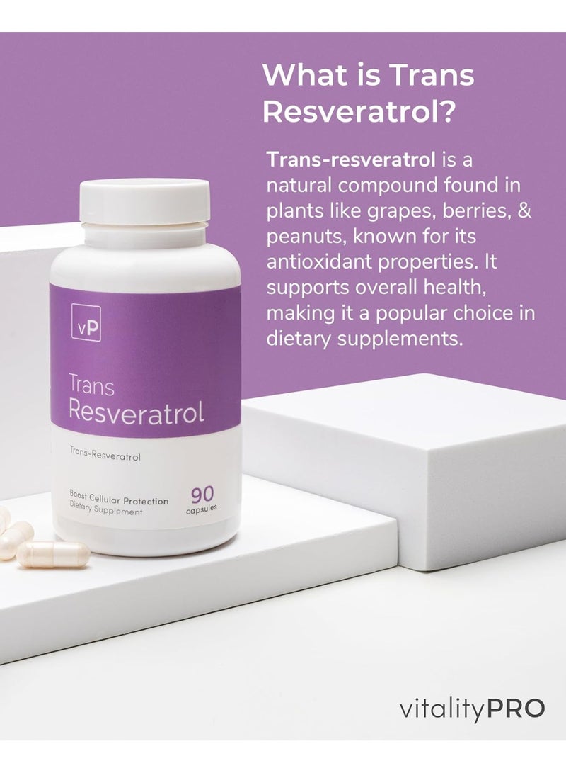 VP Vitality Pro Trans Resveratrol Supplements, 90 Capsules - 500 milligrams Pure Trans Resveratrol Powder for Vitality & Immunity Support - Vegan Dietary Supplements - Image 5